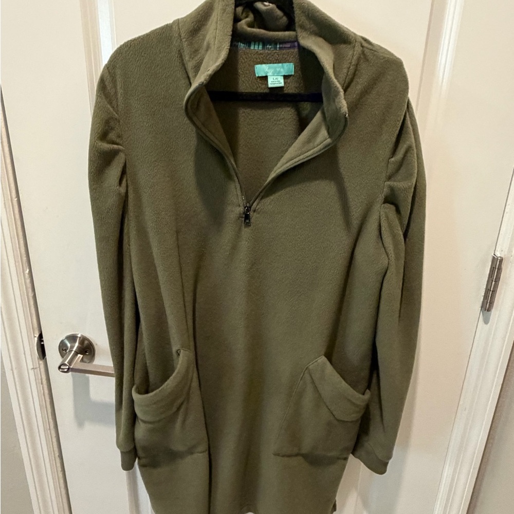 Olive Green Half-Zip Fleece Pullover